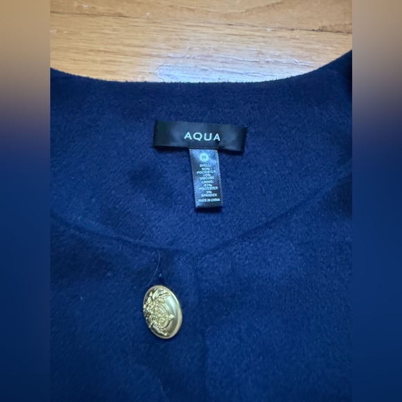 Aqua Cropped Navy Blue Wool Blazer - Picture 8 of 10